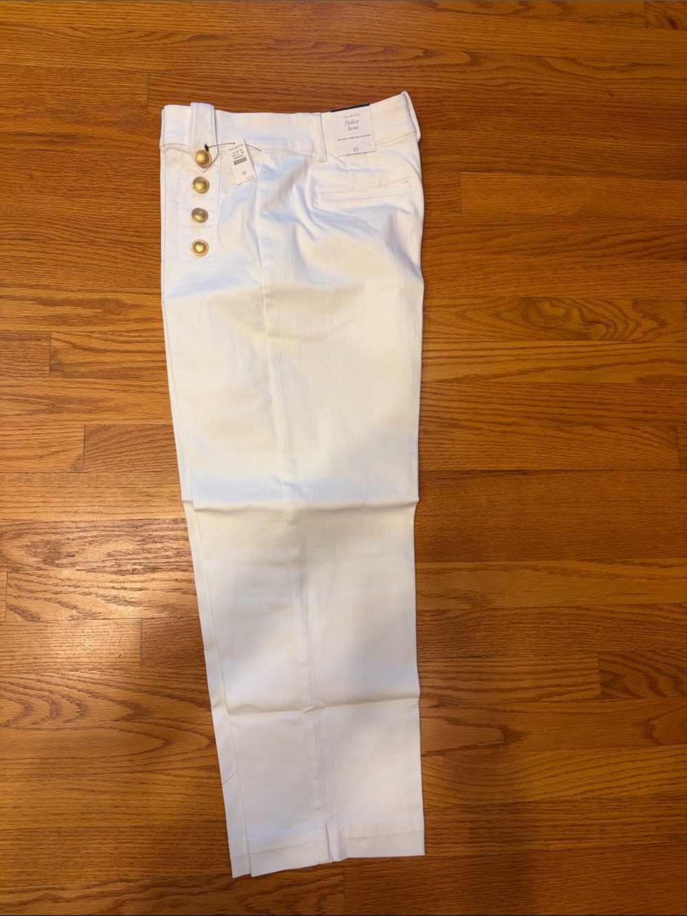 Talbots White High-Rise sailor Button-Front Pants